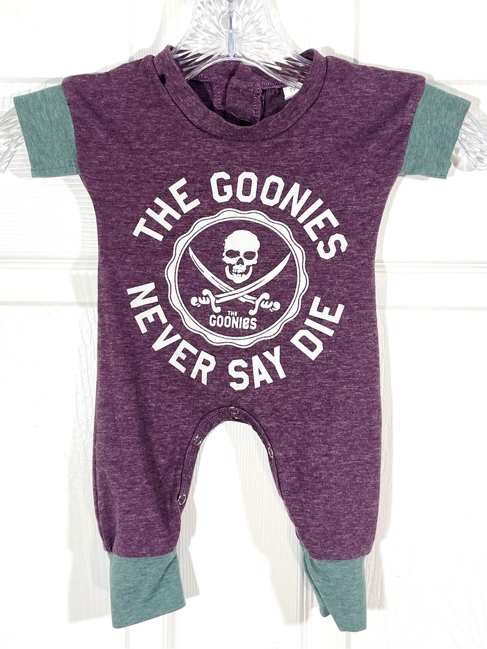 The Goonies purple baby onesie